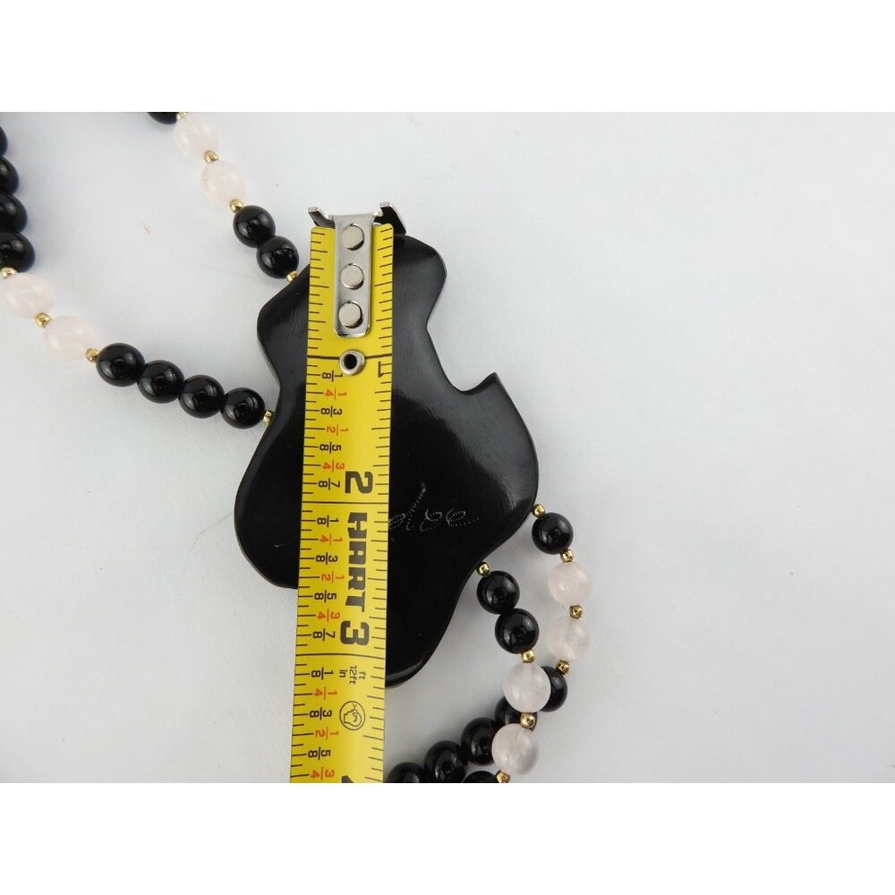 Anne Gee Black Beaded Mother Of Pearl Floral Statement Necklace - Picture 10 of 10
